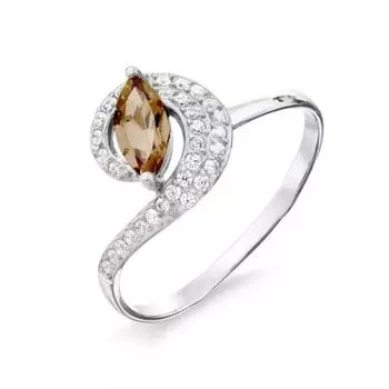 Кольцо с раухтопазом и фианитами Линии Любви