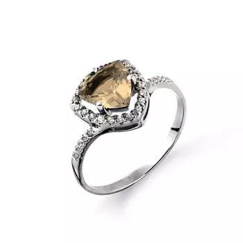 Кольцо с раухтопазом и фианитами Линии Любви