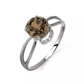 Кольцо с раухтопазом и фианитами Линии Любви