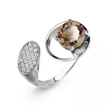 Кольцо с раухтопазом и фианитами Линии Любви