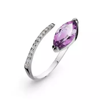 Кольцо с раухтопазом и фианитами Линии Любви