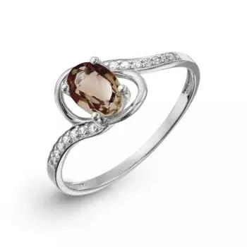 Кольцо с раухтопазом и фианитами Линии Любви