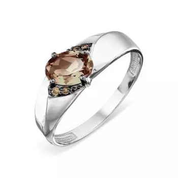 Кольцо с раухтопазом и фианитами Линии Любви