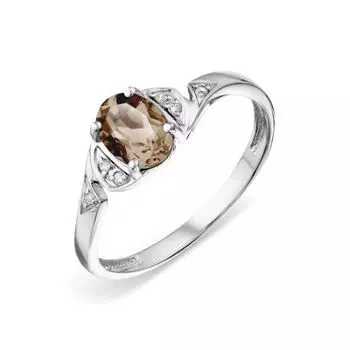 Кольцо с раухтопазом и фианитами Линии Любви