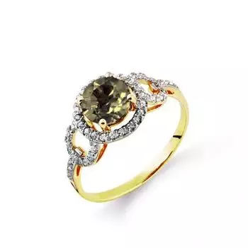 Кольцо с раухтопазом и фианитами Линии Любви