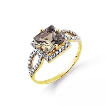 Кольцо с раухтопазом и фианитами Линии Любви