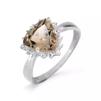 Кольцо с раухтопазом и фианитами Линии Любви