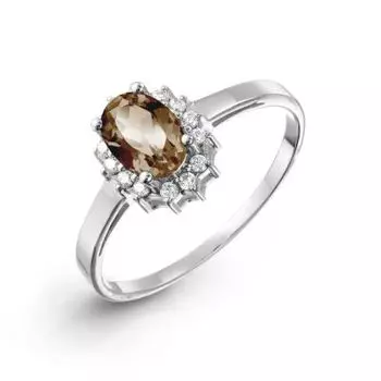 Кольцо с раухтопазом и фианитами Линии Любви