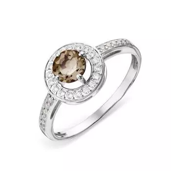 Кольцо с раухтопазом и фианитами Линии Любви