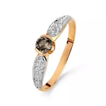 Кольцо с раухтопазом и фианитами Линии Любви