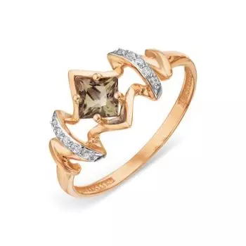 Кольцо с раухтопазом и фианитами Линии Любви