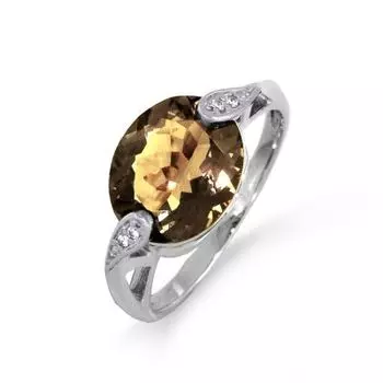 Кольцо с раухтопазом и фианитами Линии Любви