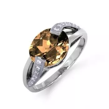 Кольцо с раухтопазом и фианитами Линии Любви