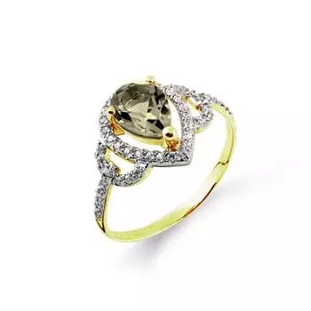 Кольцо с раухтопазом и фианитами Линии Любви