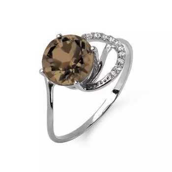 Кольцо с раухтопазом и фианитами Линии Любви