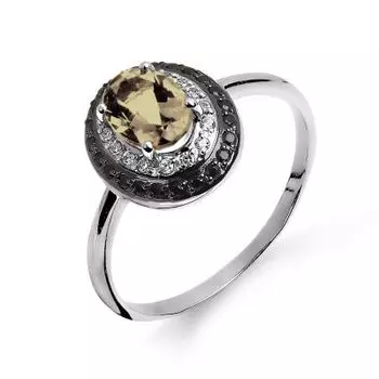 Кольцо с раухтопазом и фианитами Линии Любви