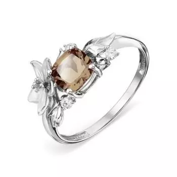 Кольцо с раухтопазом и фианитами Линии Любви