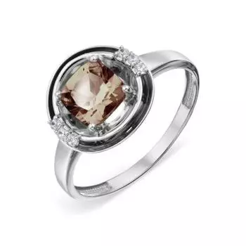 Кольцо с раухтопазом и фианитами Линии Любви
