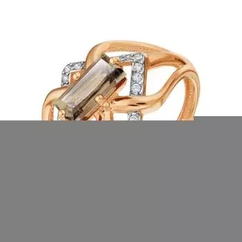 Кольцо с раухтопазом и фианитами Линии Любви