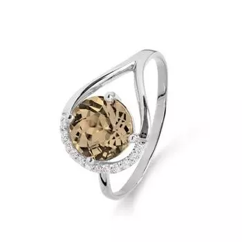 Кольцо с раухтопазом и фианитами Линии Любви