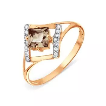 Кольцо с раухтопазом и фианитами Линии Любви