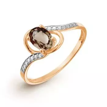 Кольцо с раухтопазом и фианитами Линии Любви