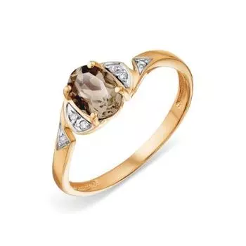 Кольцо с раухтопазом и фианитами Линии Любви