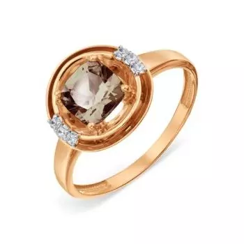 Кольцо с раухтопазом и фианитами Линии Любви