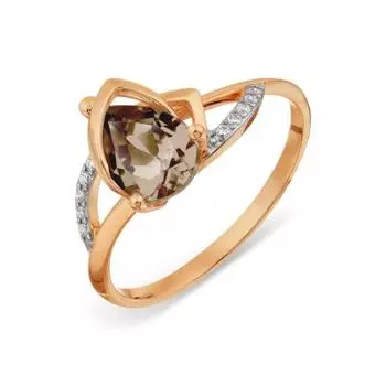 Кольцо с раухтопазом и фианитами Линии Любви