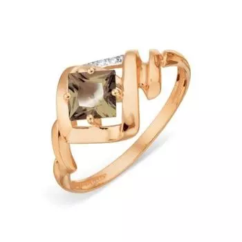 Кольцо с раухтопазом и фианитами Линии Любви