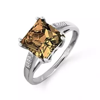 Кольцо с раухтопазом и фианитами Линии Любви