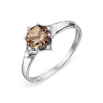 Кольцо с раухтопазом и фианитами Линии Любви