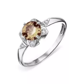 Кольцо с раухтопазом и фианитами Линии Любви