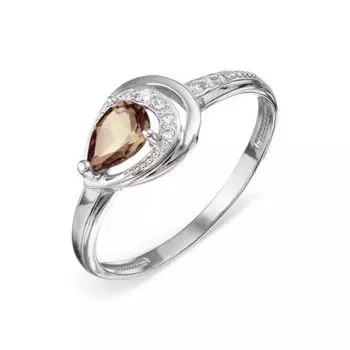 Кольцо с раухтопазом и фианитами Линии Любви