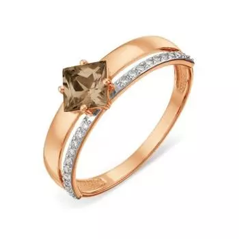 Кольцо с раухтопазом и фианитами Линии Любви