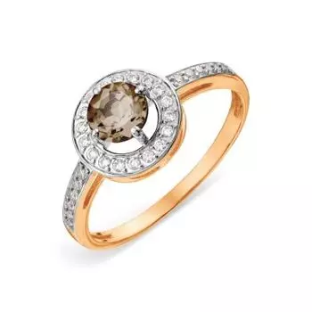 Кольцо с раухтопазом и фианитами Линии Любви