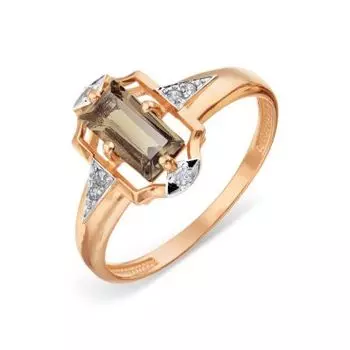 Кольцо с раухтопазом и фианитами Линии Любви