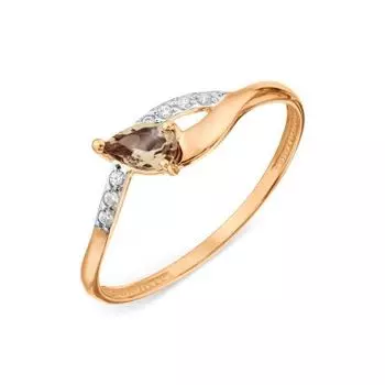 Кольцо с раухтопазом и фианитами Линии Любви