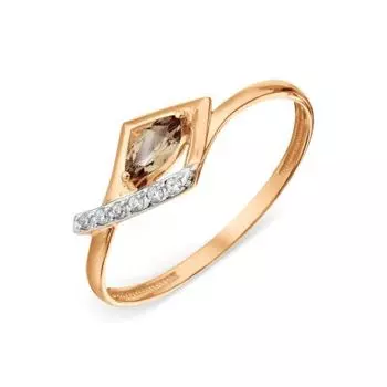 Кольцо с раухтопазом и фианитами Линии Любви