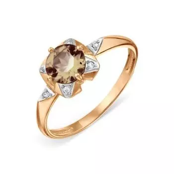 Кольцо с раухтопазом и фианитами Линии Любви