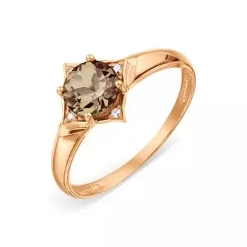 Кольцо с раухтопазом и фианитами Линии Любви