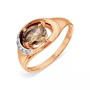 Кольцо с раухтопазом и фианитами Линии Любви