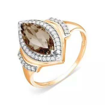 Кольцо с раухтопазом и фианитами Линии Любви