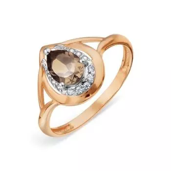 Кольцо с раухтопазом и фианитами Линии Любви