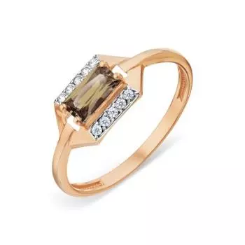 Кольцо с раухтопазом и фианитами Линии Любви