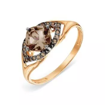 Кольцо с раухтопазом и фианитами Линии Любви