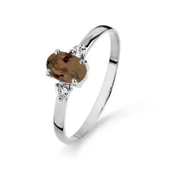 Кольцо с раухтопазом и фианитами Линии Любви