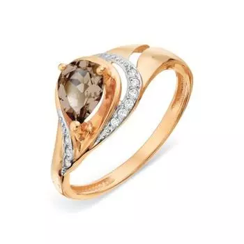 Кольцо с раухтопазом и фианитами Линии Любви