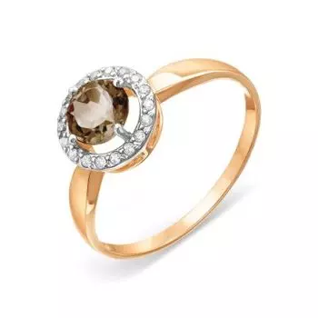 Кольцо с раухтопазом и фианитами Линии Любви