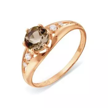 Кольцо с раухтопазом и фианитами Линии Любви